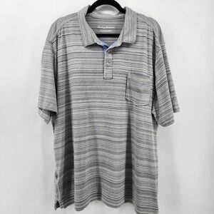 Tommy Bahama IslandZone Mens XL Striped Polo Shirt Gray Short Sleeve‎